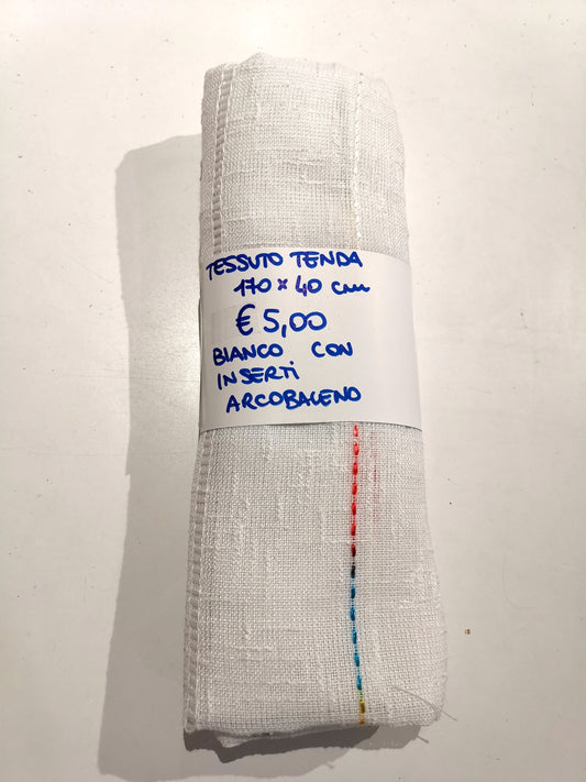 Tessuto Tenda Bianco Inserto Arcobaleno 40x170 cm